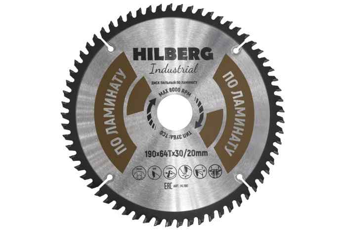 Диск пильный HILBERG 190×64T-30/20 Industrial Ламинат