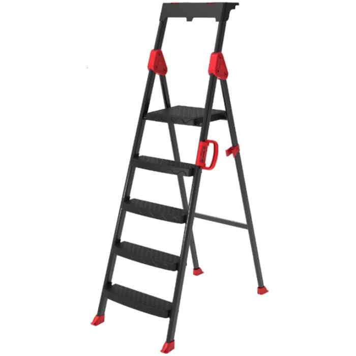 Стремянка стальная с ПЛАСТИКОВЫМИ 5 ступени П4505