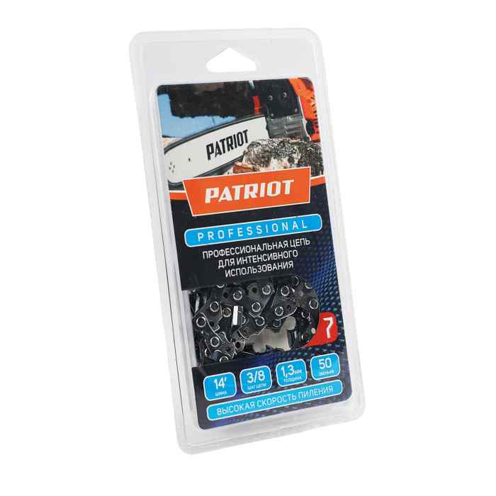 Цепь PATRIOT 91LP-50E, 3/8 1,3 50 звеньев, чизель, PROFESSIONAL (блистер)