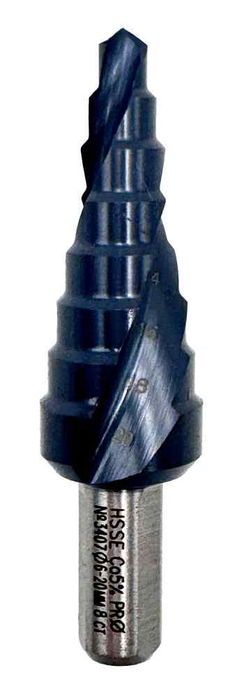 Сверло ступенчатое №3407  6-20/8 ступ. хв.10мм HSSE TiAL жаропрочные стали и нерж ПрофОснастка