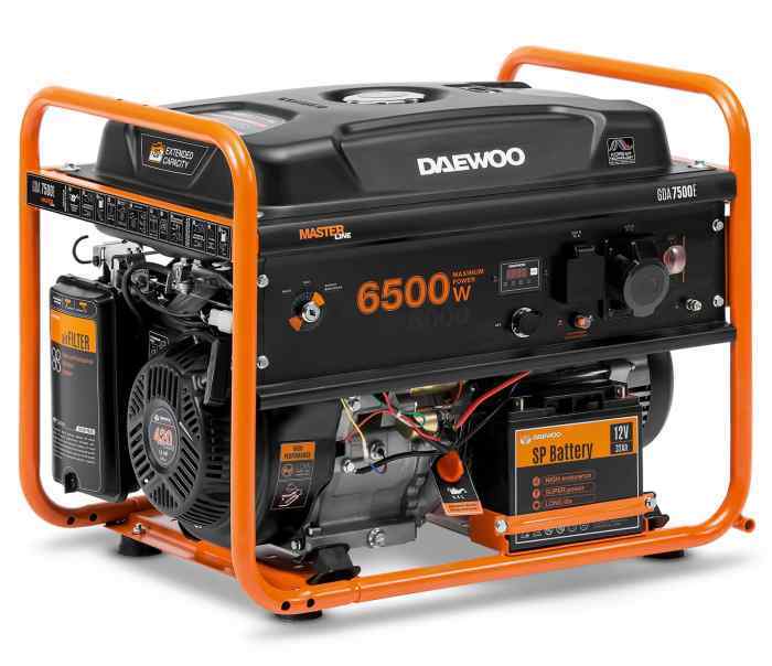 Генератор бензиновый DAEWOO GDA 7500E (1 фазный, 6.5/6.0 кВт, 30л., 68 кг. 15лс., эл.стартер) 