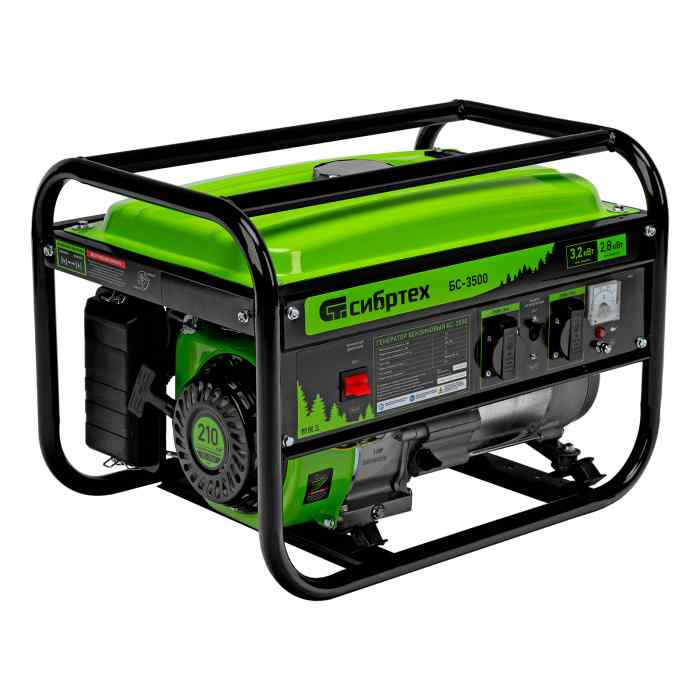 Генератор бензиновый СИБРТЕХ БС-3500 (2,8/3,2 кВт, 7 л/с,  бак 15 л)