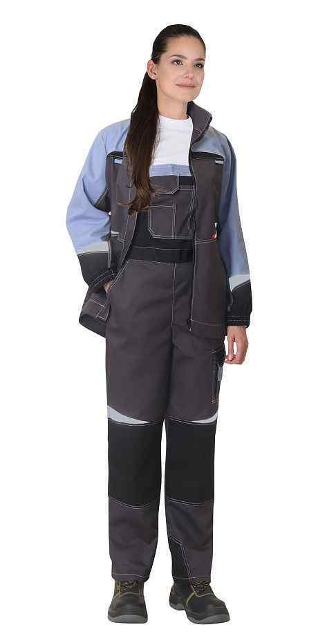 Костюм "СИРИУС-Фаворит-Мега" жен.куртка, п/к серый с черн, и сиреневым СОП