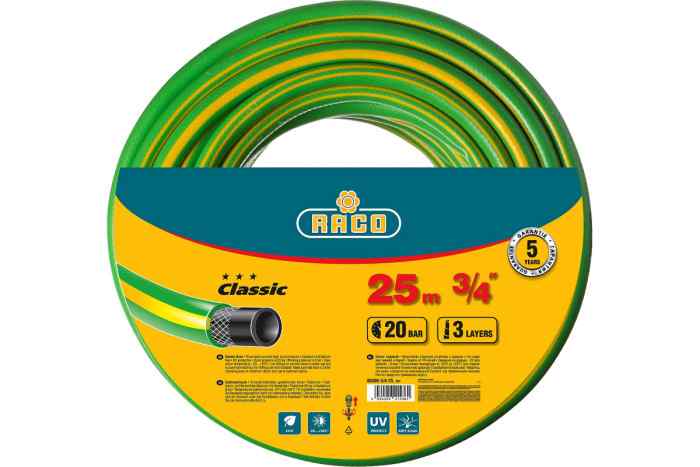 Шланг армированный трёхслойный "RACO" CLASSIC 3/4" х 25м 