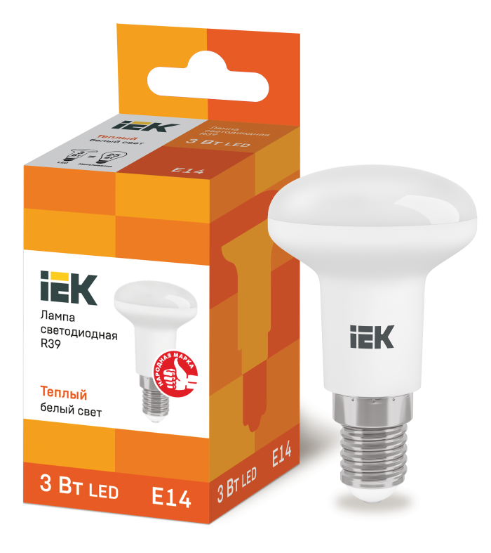 Лампа 3W 230V E14 3000К R39 светодиодная рефлекторная "IEK"