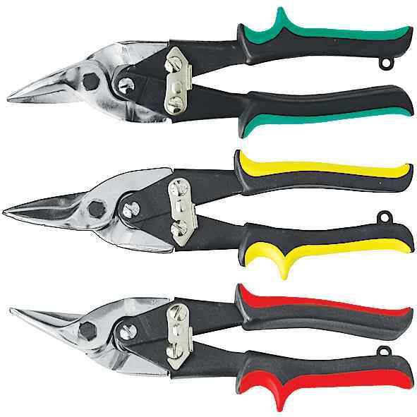 Ножницы по жести "Оптима", усиленные, прорезиненные ручки, прямые 250 мм КУРС