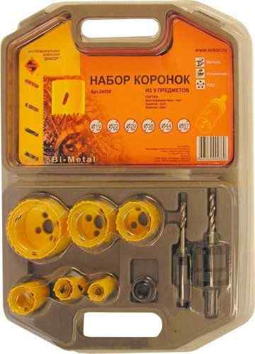 Набор коронок BiMetal 10 пред. (ф22/29/35/44/51/64) /Энкор