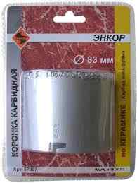 Коронка карбидная по керамике ф 83 мм / Энкор