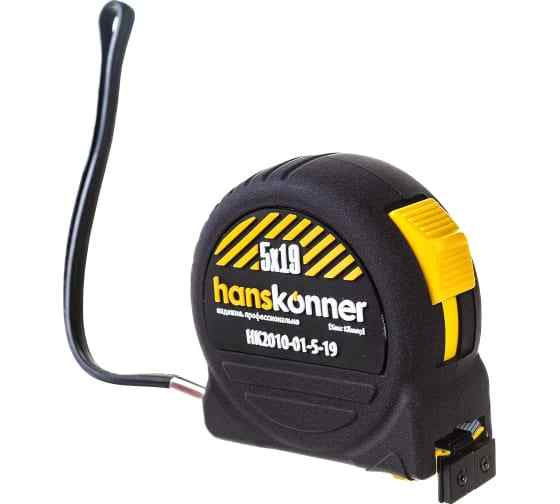 Рулетка строительная 5x19, 2 стопа, магнит Hanskonner