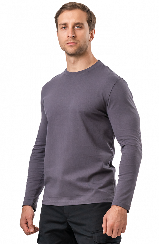 Футболка длинный рукав кулирка т.серая