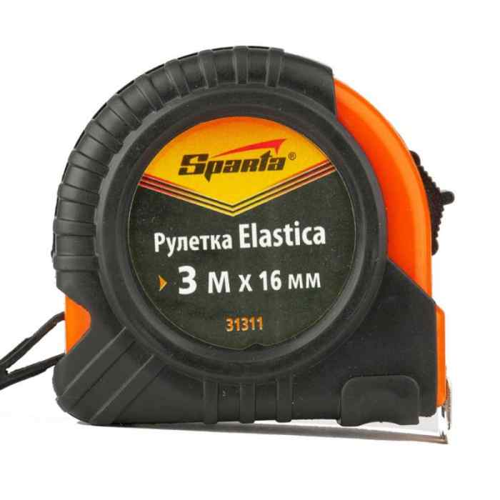 Рулетка 3м*16мм обрезиненный корпус Elastica Sparta