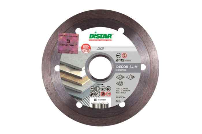 Диск алм.сплошной Decor Slim 115*1.2*8.0*22.2 (керамика) Distar