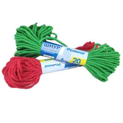 Шнур полипропилен. 3 мм 20м вязаный, без сердечника, цветной