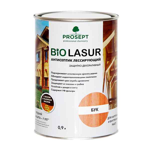 Антисептик лессирующий защитно-декоративный, Белый Люкс 0,9л PROSEPT BIO LASUR (12)