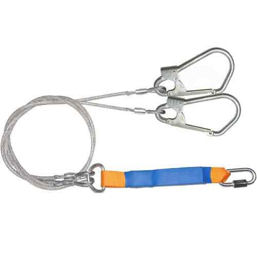 Строп страховочный двойной из троса с амортизатором с большими карабинами