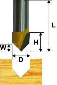 Фреза пазовая гальтельная V-обр. ф12.7, 90°, хв. 8мм / ЭНКОР (аналог 9308)