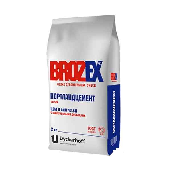 Цемент 2 кг СЕРЫЙ ЦЕМ II А/Ш 42,5Н BROZEX