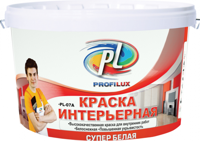 Краска интерьерная PL-07А акриловая супербелая 3кг Profilux