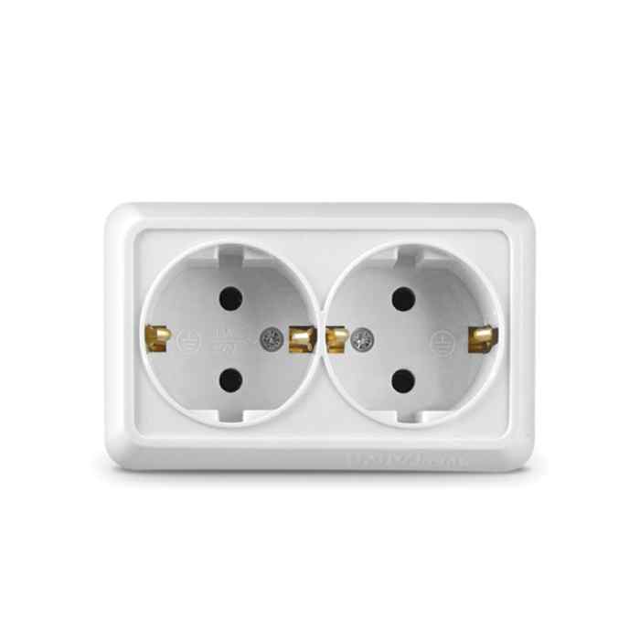 Розетка 2м."Олимп" белая  с/з  о/у 16А 220В О0128
