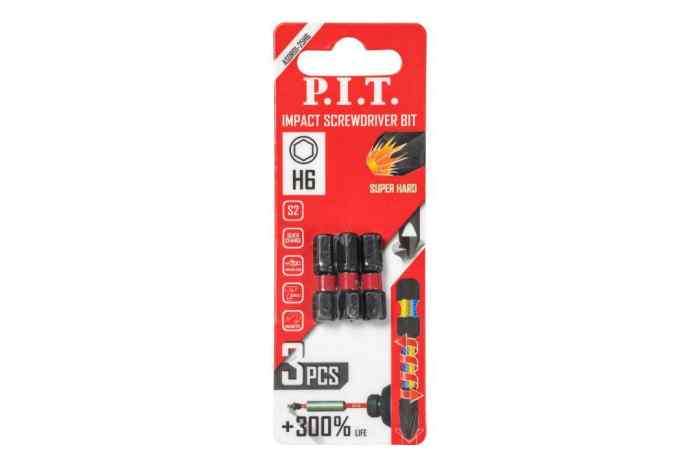 Бита ударная P.I.T. H6x25 мм 3 шт в уп.(ASDR01-25H6)