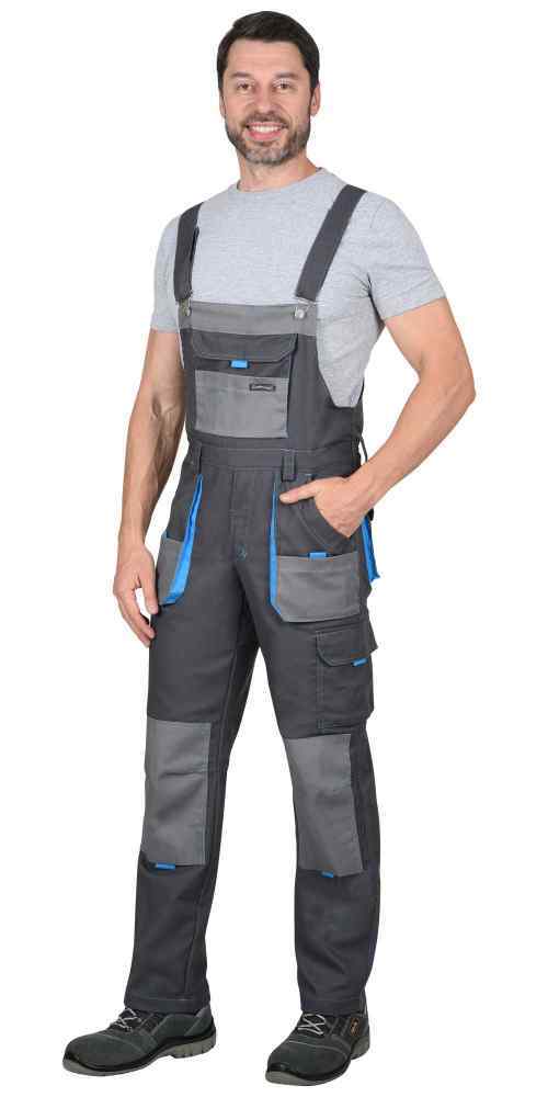 Полукомбинезон "СИРИУС-Двин" цв. т.серые со средне серым и голубой отделкой