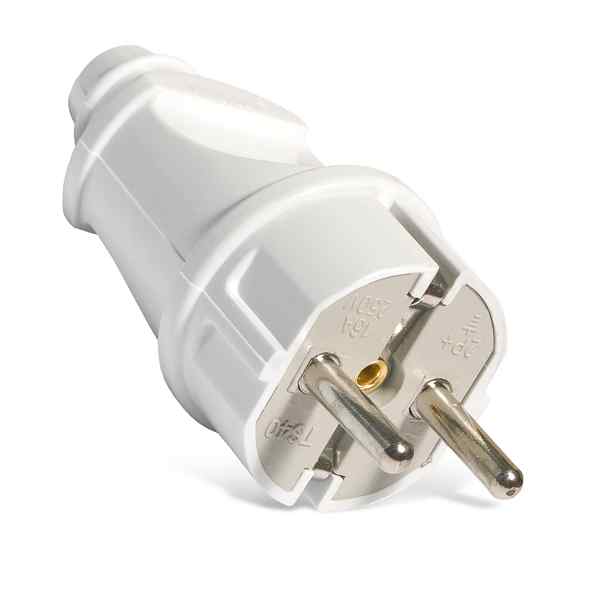 Вилка прямая с/з 16А 250В белая Универсал А101