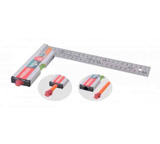 Угольник 500 мм с уровнем и карандашом Sturm