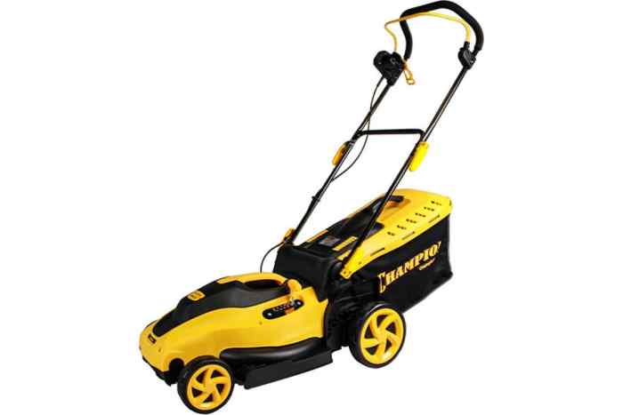 Газонокосилка эл. CHAMPION EM4217 (1,8 кВт пласт+ткань травосб. 50л  шир.420мм выс.20-70мм, 12,5кг)