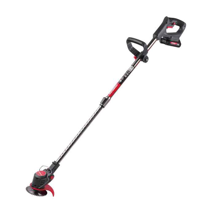 Триммер аккумуляторный Победа ТА 202, 20В, с 2 акб 1,5Ач и зу, макс 145мм, пластик. ножи(10шт)+ мет.