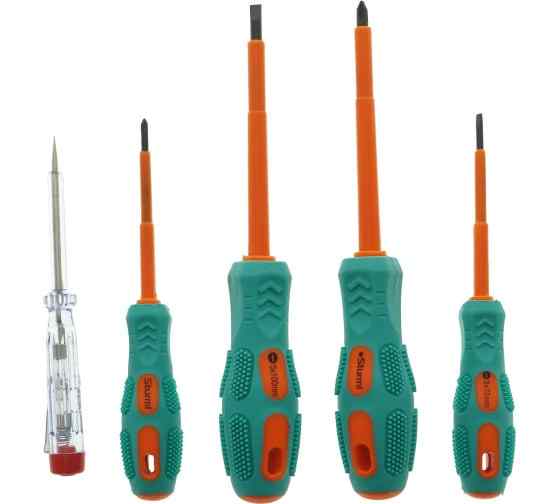 Набор отверток диэлектрических, 5 шт, CrV, тканевый кейс, Sturm