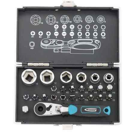 Набор бит и головок торцевых ,1/4", магнит адаптер, пл. кейс, 26 пр./GROSS