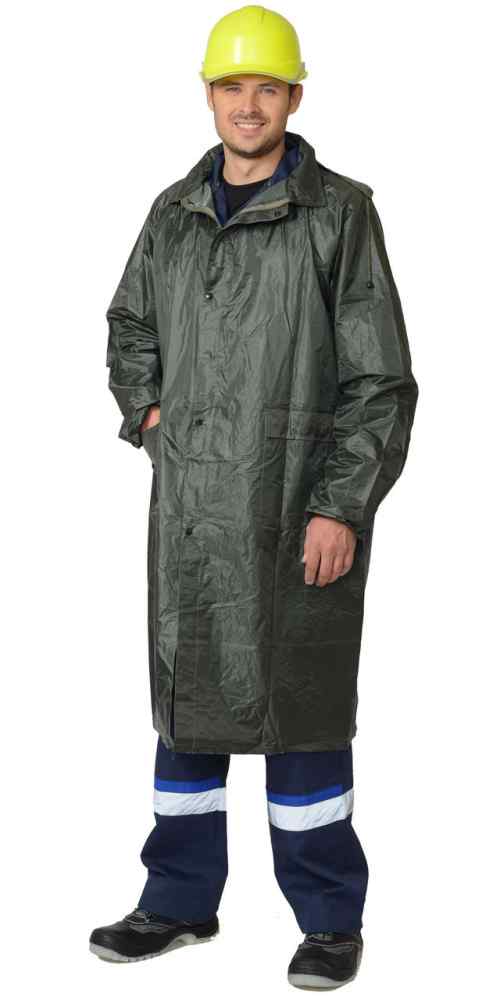 Плащ нейлоновый с ПВХ влагозащитный зеленый