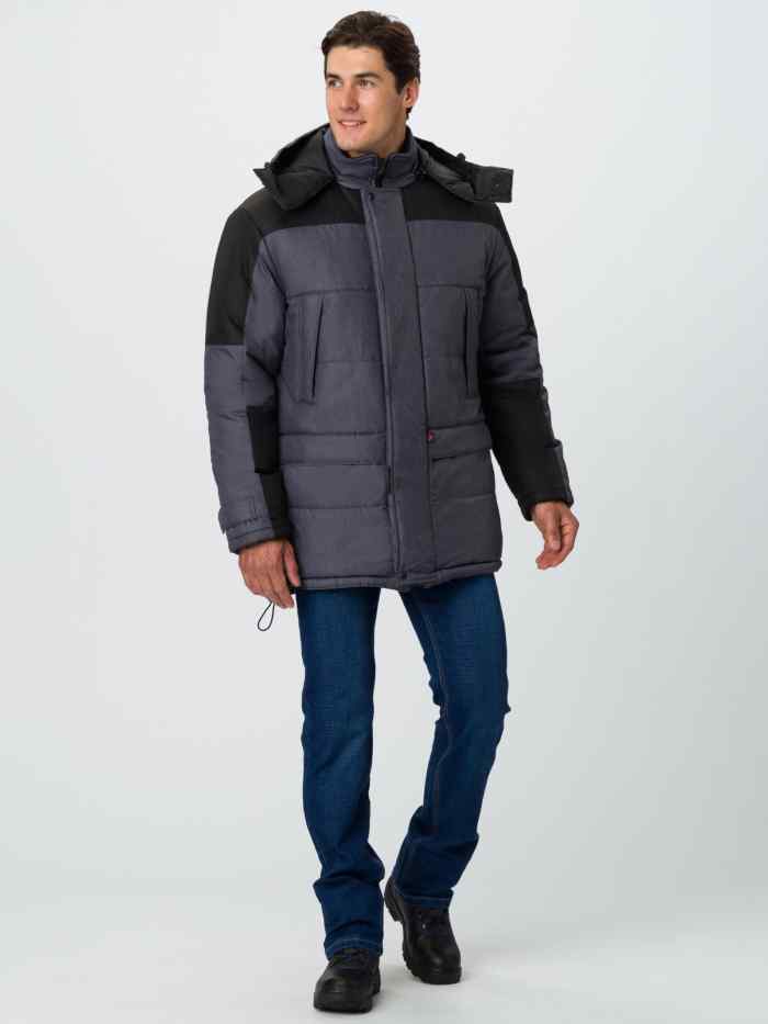 Куртка зимняя  Премиум (тк. Мембрана), т.серый меланж/черный