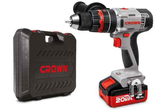Дрель-шуруповерт ударный CT21075HMX-4 BMC (20В, 2*4А/ч, 60Н/м, кейс) Crown 