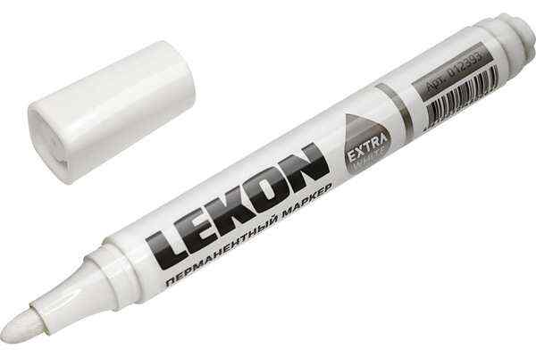 Маркер перманентный фетровый 1.5мм быстросохнущий белый LEKON EХTRA WHITE (12/144