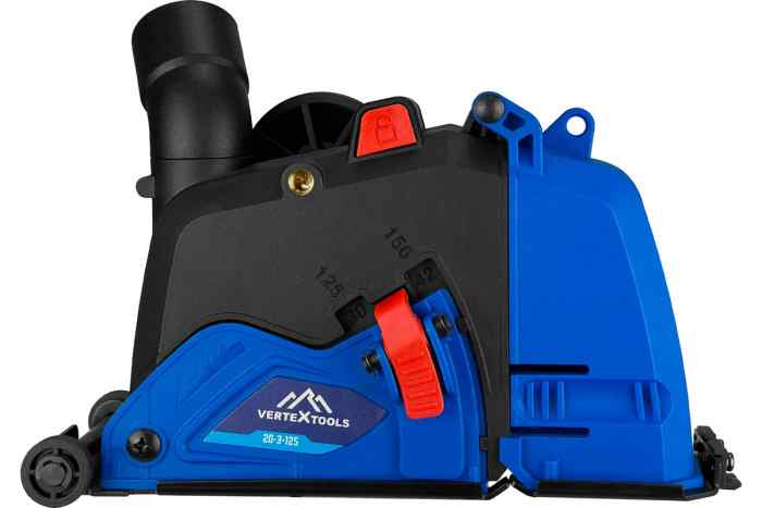 Пылеудалитель на УШМ для штробления и отрезных работ увеличенная ширина, 125/150 мм vertextools 