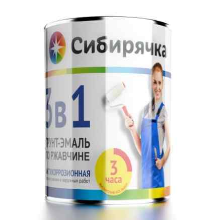 Грунт - эмаль по ржавчине 3 в 1 ярко-жёлтая 1,8 кг. Сибирячка