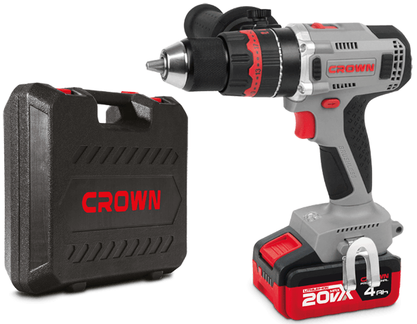 Дрель-шуруповерт бесщеточный ударный CT21093HMX-4 BMC (20В, 2*4А/Ч, 75Н/м, кейс) /Crown