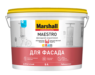 Краска для фасада 9л база BW латексная MAESTRO Marshall