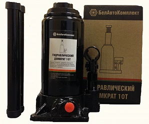 Домкрат гидравлический бутылочный 10т (выс.подъема 200-390мм, 2 клапана) / БелАК 
