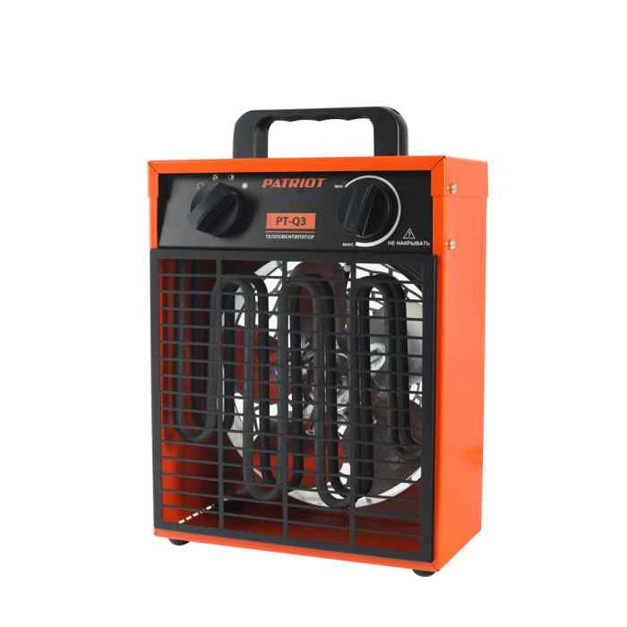 Тепловентилятор электрический PATRIOT PT-Q 3, 220В, терморегулятор, нерж.ТЭН, шнур с евровилкой.