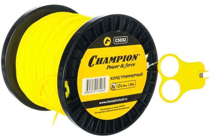 Леска триммерная CHAMPION 2,4мм х 90м Star, звезда    