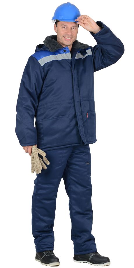 Куртка "Бригадир" мужская с меховым ворот.синий с васильковым и СОП