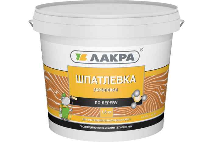 Шпатлевка по дереву махагон 1,5 кг Лакра
