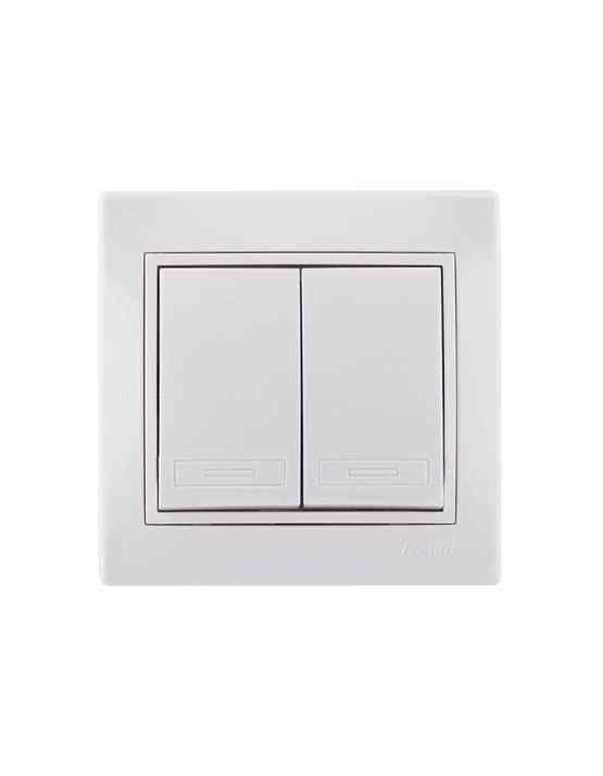 Выключатель 2-клавишный белый Mira "LEZARD"