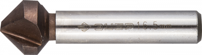 Зенкер конусный d 16.5x60 хвостовик 10мм (угол 90гр, с напылением Co, под М8) / ЗУБР