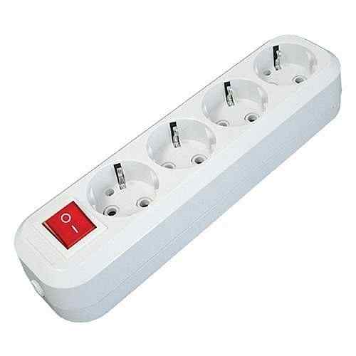 Колодка с/з 4 гн. с выкл., белая, АВС-пластик S304 Универсал