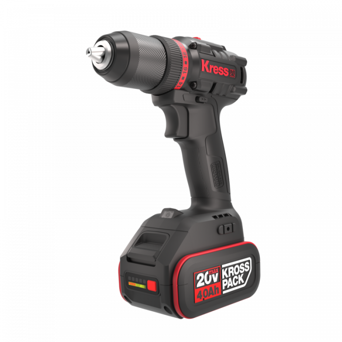 Дрель шуруповерт аккум KRESS KUA71 (Li-ion,20В, б/щ,2АКБ 4Ач и ЗУ, 60Нм, БЗП 13мм, 2скор, кейс)