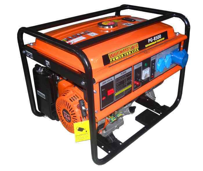 Генератор бензиновый WorkMaster БГ-8500 (1 фазный, 6.0/6.5кВт, 25л., 74кг, ручной пуск)