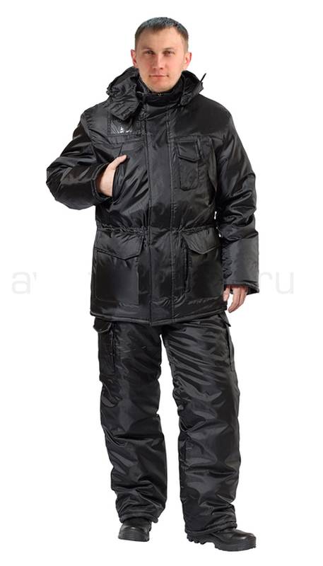 Костюм мужской "Контрол"/"Охрана" зимний,куртка+п/к, черный 